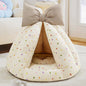 Bow Plush Teepee Style Soft Comfy Cushion House Bed for Small Pet